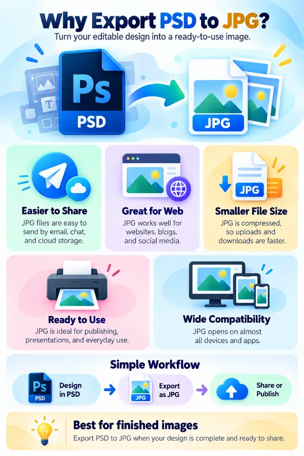 Reasons for turning PSD projects into JPG images