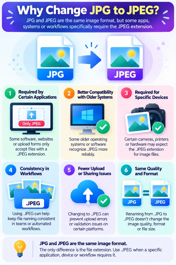 Reasons for using a JPEG extension instead of JPG