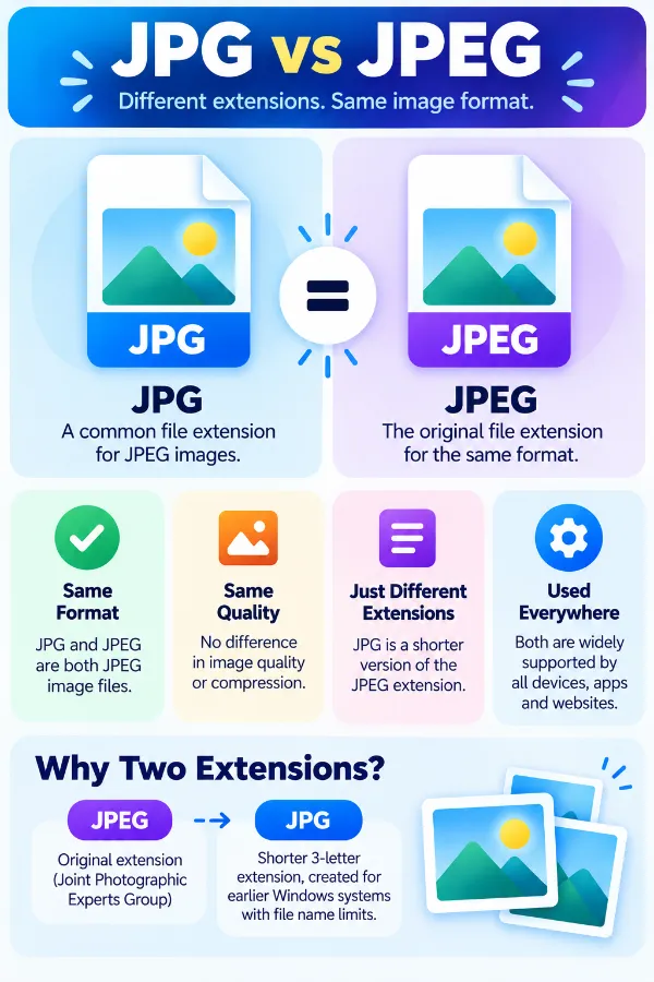 JPG and JPEG extensions compared