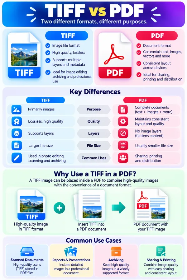 Comparison of TIFF image files and PDF documents