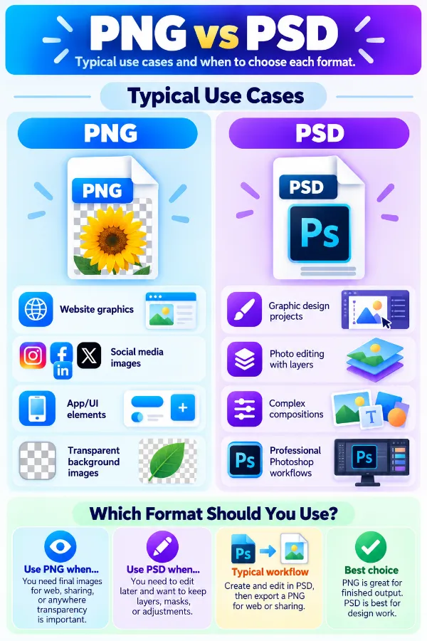 Comparison of PNG images and PSD design files