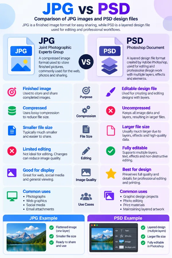 Comparison of JPG images and PSD design files