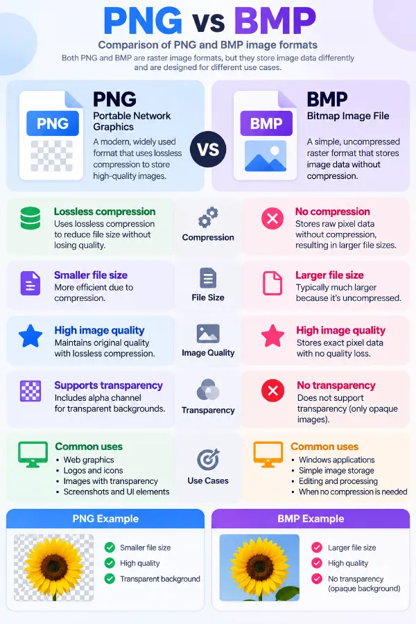 Comparison of PNG and BMP image formats