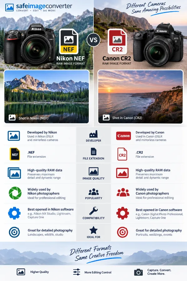 Comparison of Nikon NEF and Canon CR2 RAW image formats