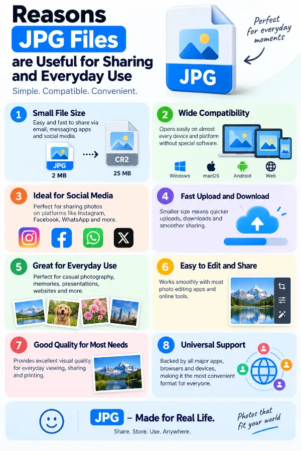 Reasons JPG files are useful for sharing and everyday use