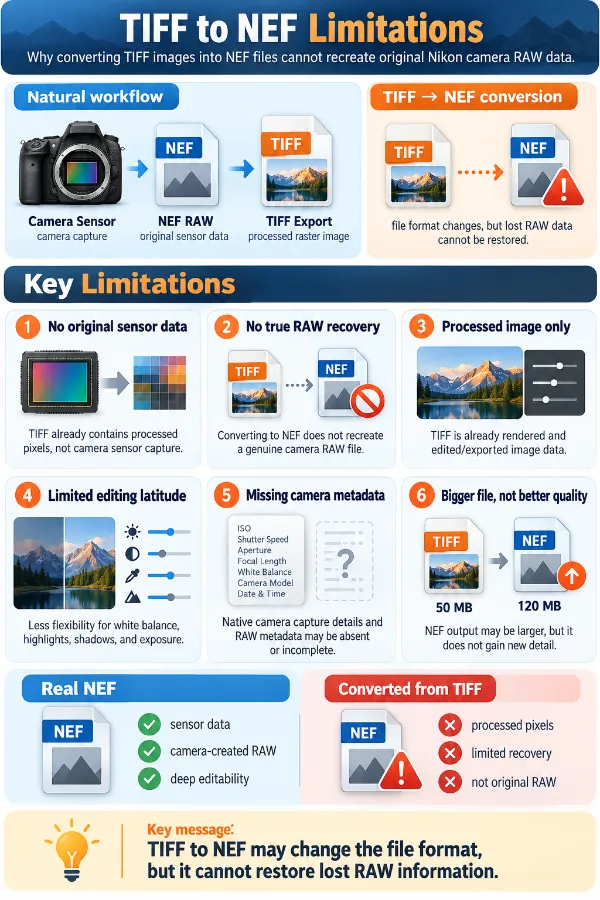 TIFF to NEF limitations