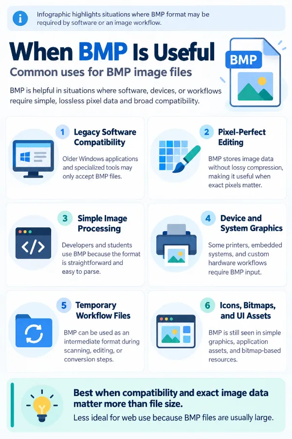 Common uses for BMP image files