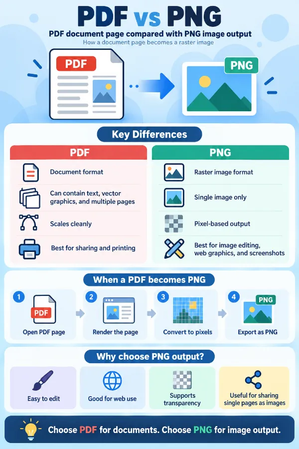 PDF document page compared with PNG image output