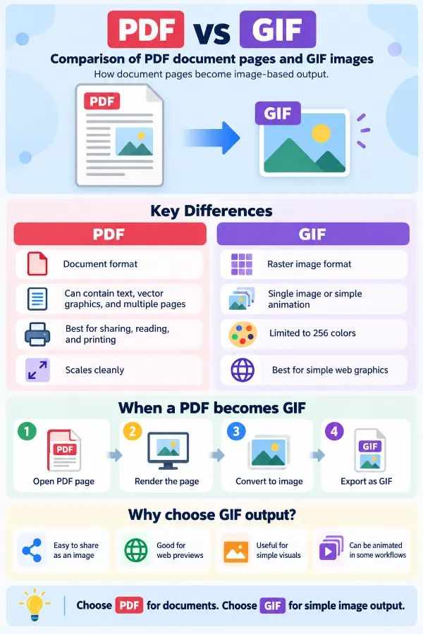 Comparison of PDF document pages and GIF images