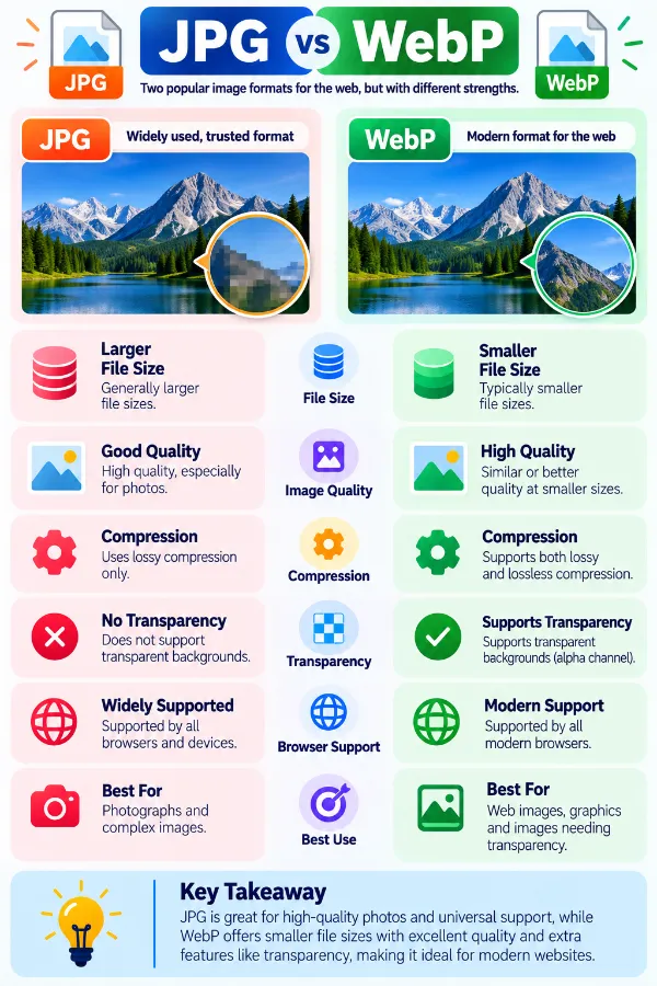 Comparison between JPG and WebP image formats