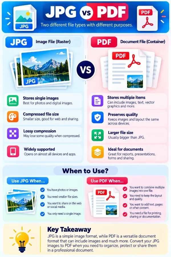 Comparison of JPG images and PDF documents