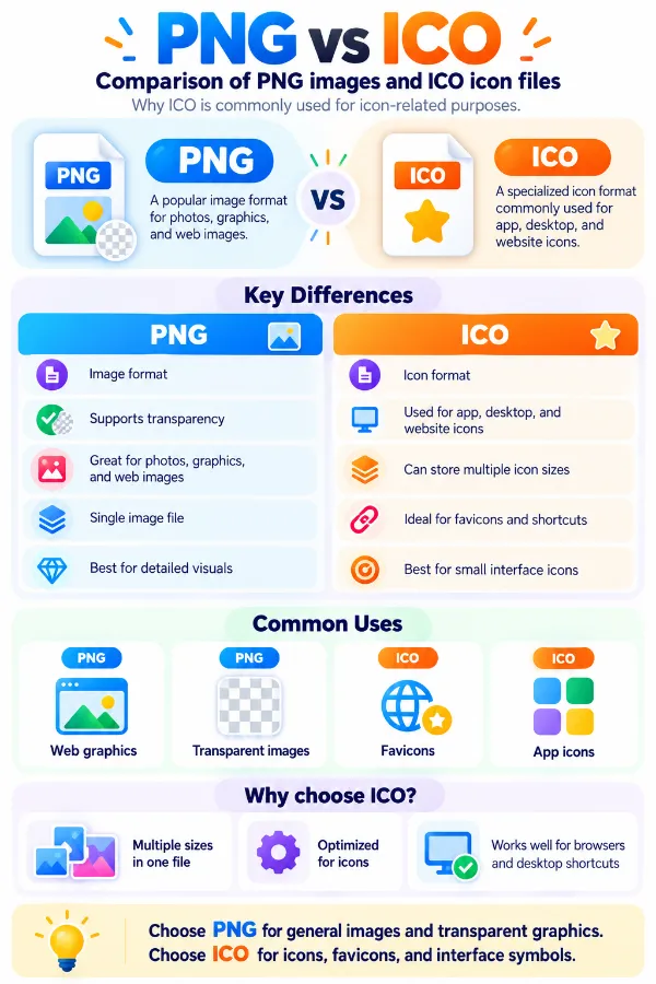 Comparison of PNG images and ICO icon files