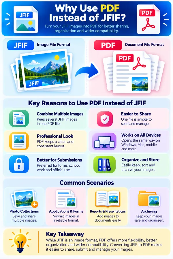 Reasons for converting JFIF images into PDF files