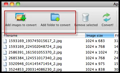 Add the images you want to convert